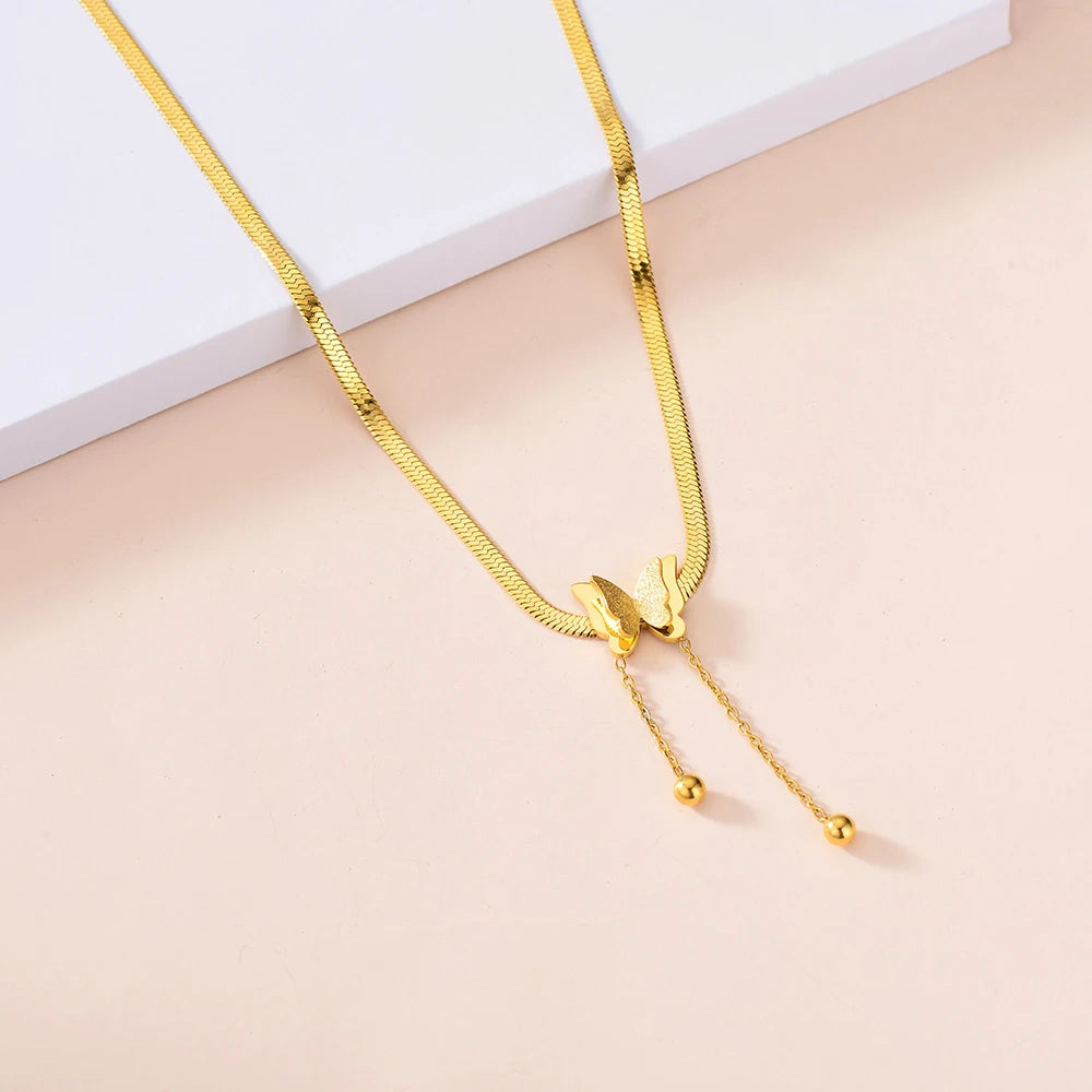 Multilayer Vintage Butterfly Necklace For Women Gold Color