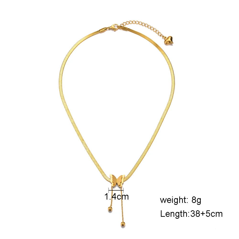 Multilayer Vintage Butterfly Necklace For Women Gold Color