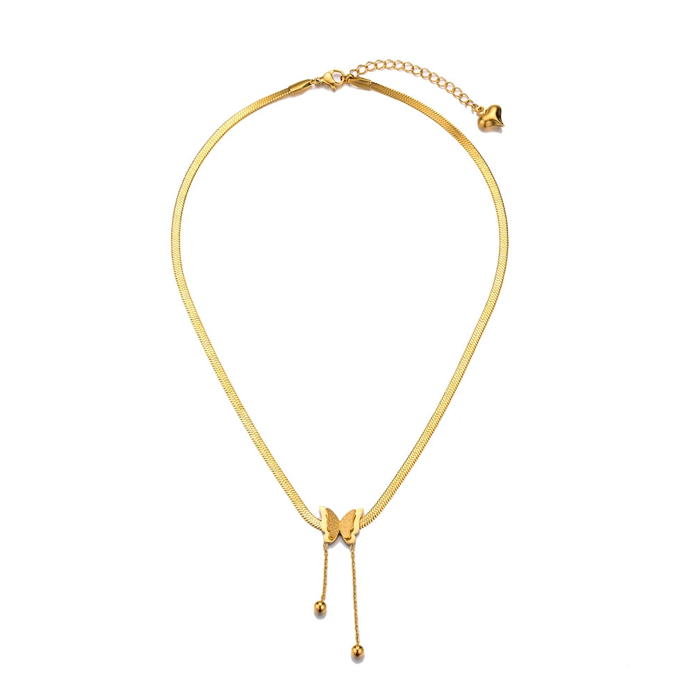 Multilayer Vintage Butterfly Necklace For Women Gold Color