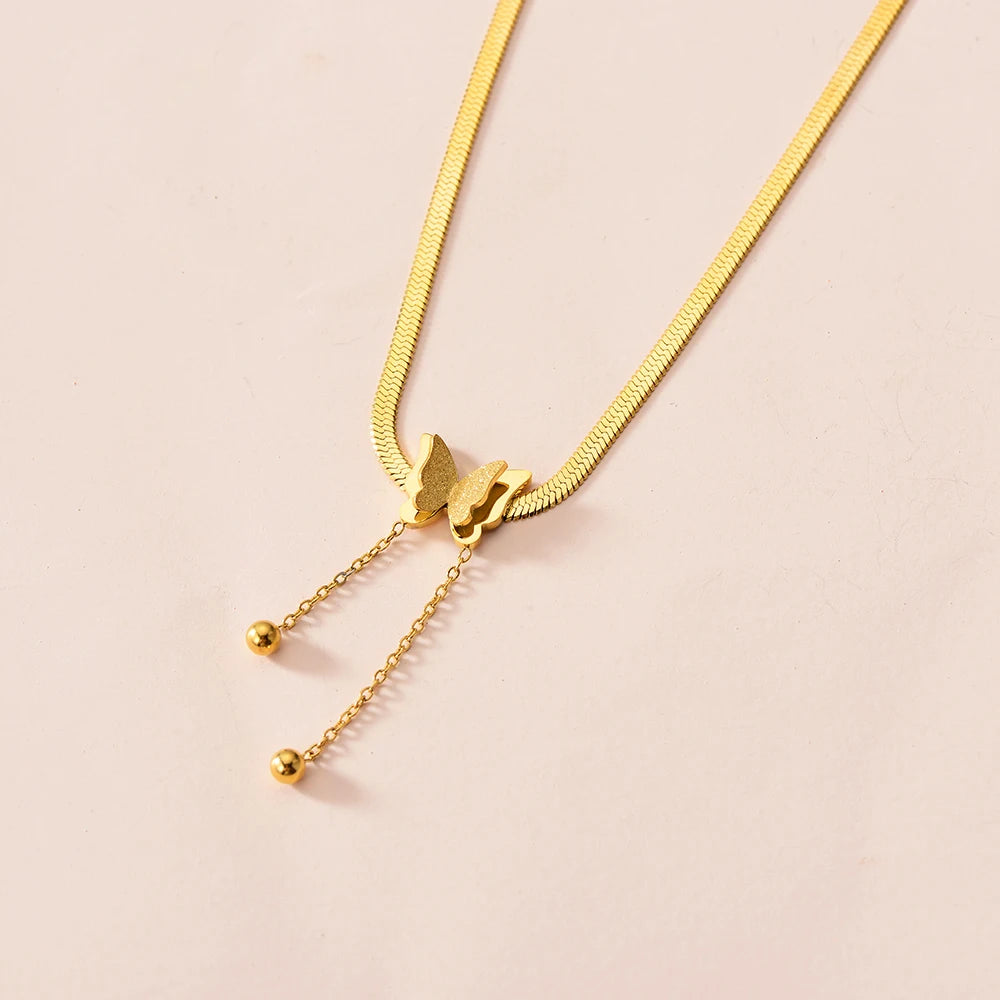 Multilayer Vintage Butterfly Necklace For Women Gold Color