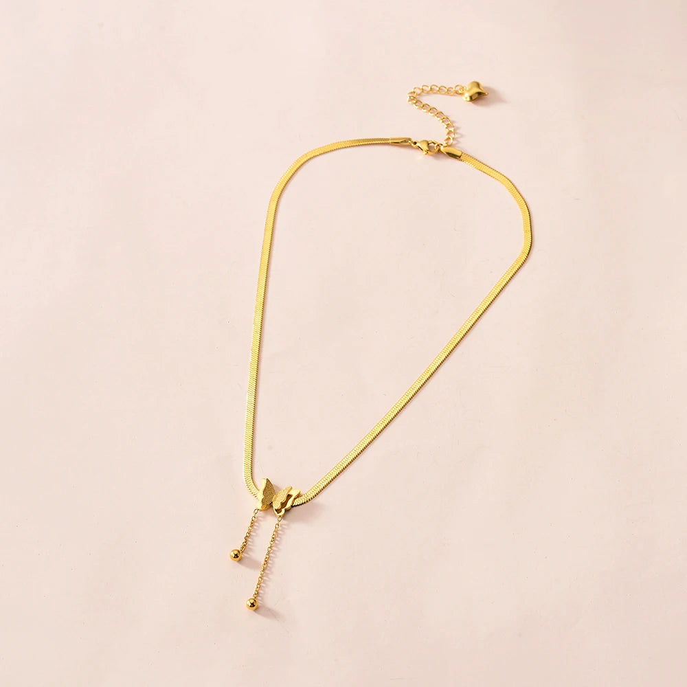 Multilayer Vintage Butterfly Necklace For Women Gold Color