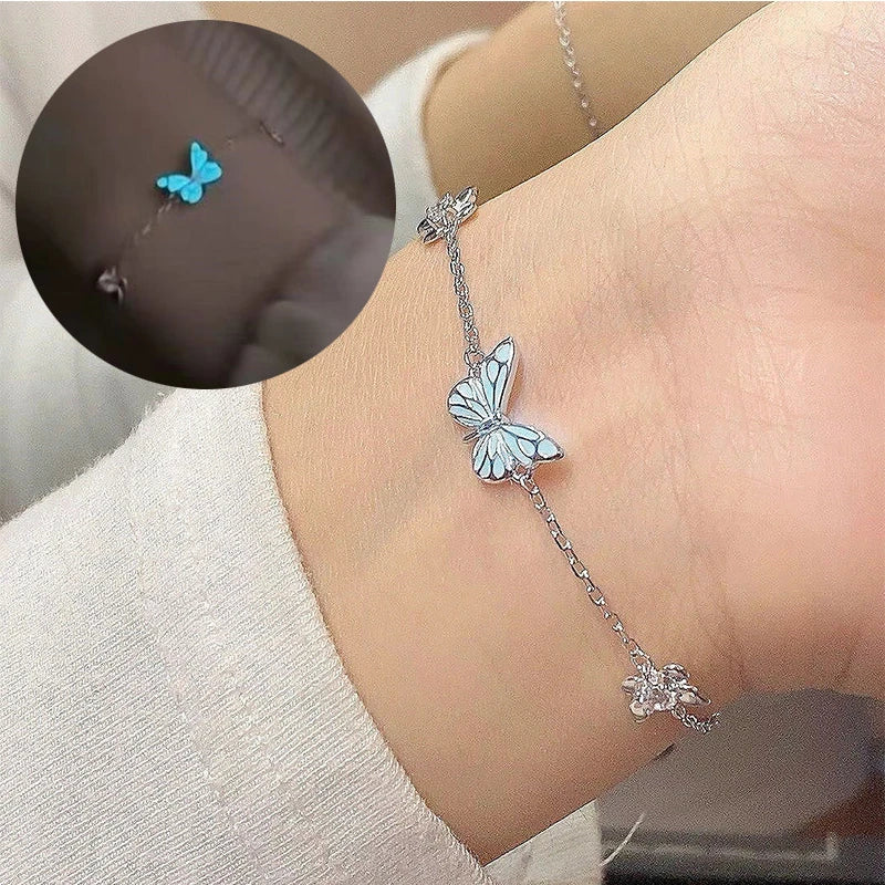 Luminous Butterfly Necklace Glowing Night Fluorescence Vintag