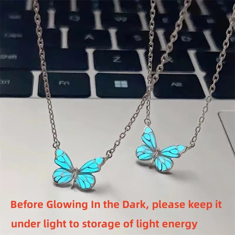 Luminous Butterfly Necklace Glowing Night Fluorescence Vintag