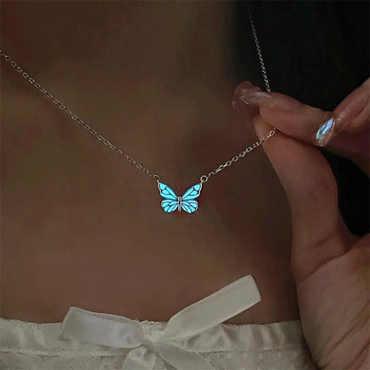 Luminous Butterfly Necklace Glowing Night Fluorescence Vintag
